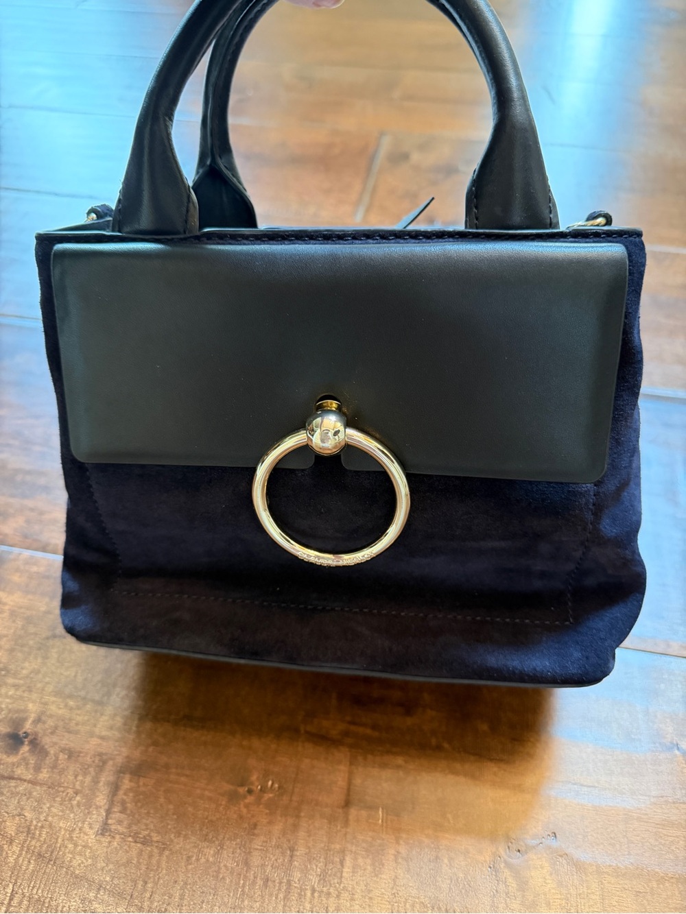 Claudie Pierlot Anouck Suede Bag in Navy & Black